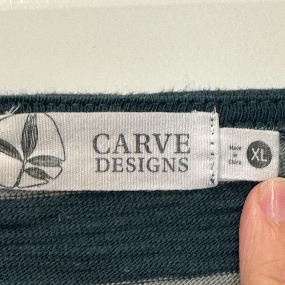 Carve Designs XL Green Striped Tee - Picture 2 of 6